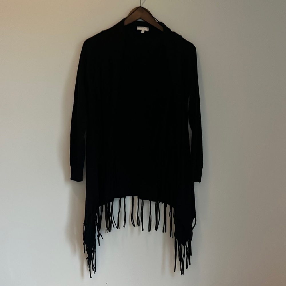 Small Apricot Black wrap fringe cardigan